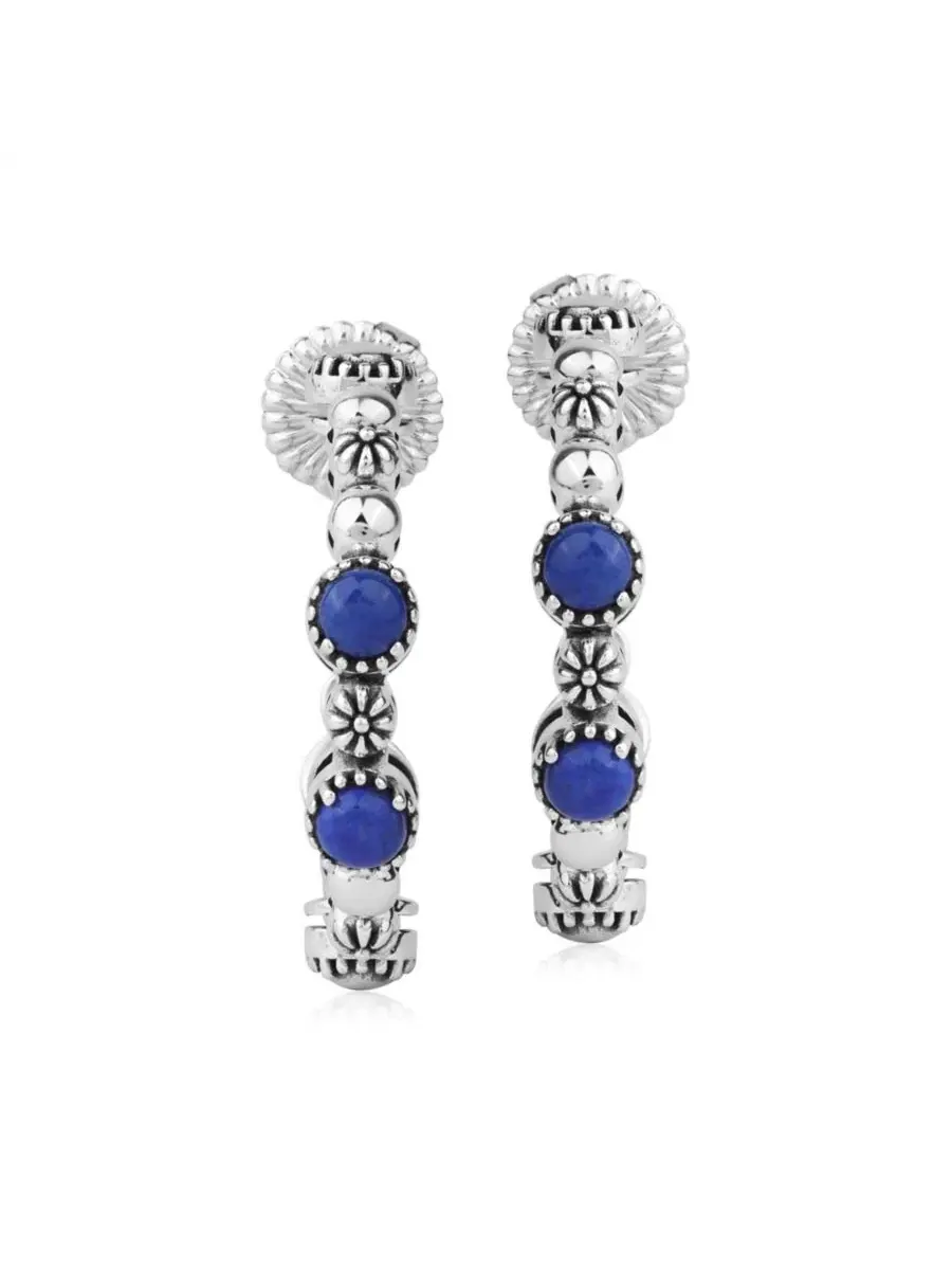 Серьги-гвоздики из стерлингового серебра с бирюзой, модель Concha Hoop American West Jewelry — изображение 1 из 6