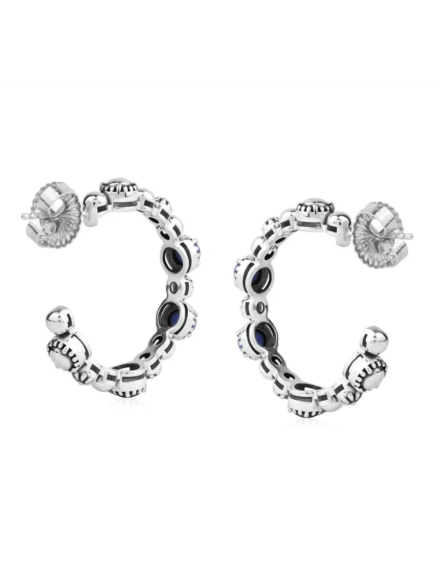 Серьги-гвоздики из стерлингового серебра с бирюзой, модель Concha Hoop American West Jewelry — изображение 2 из 6