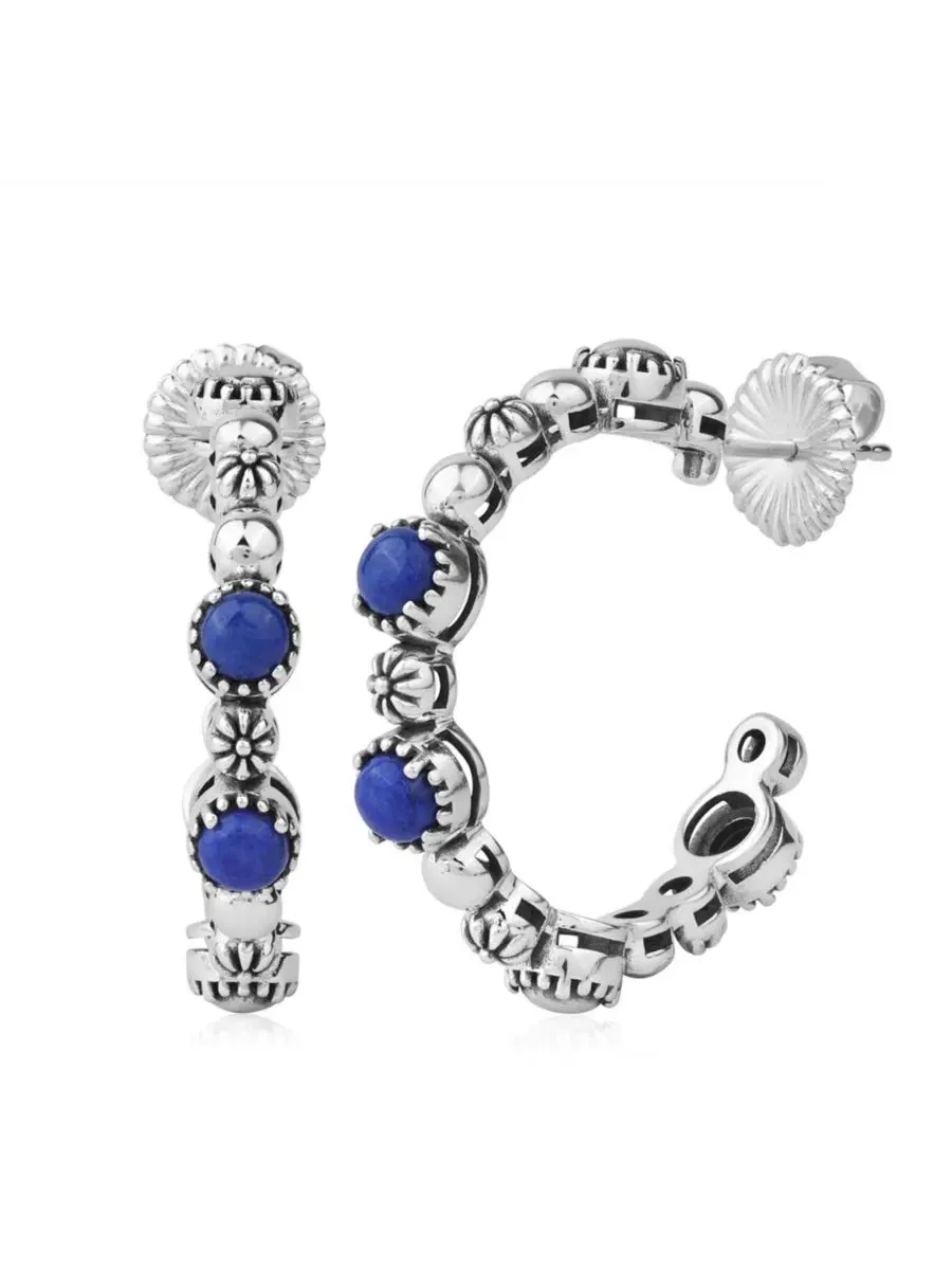 Серьги-гвоздики из стерлингового серебра с бирюзой, модель Concha Hoop American West Jewelry — изображение 3 из 6