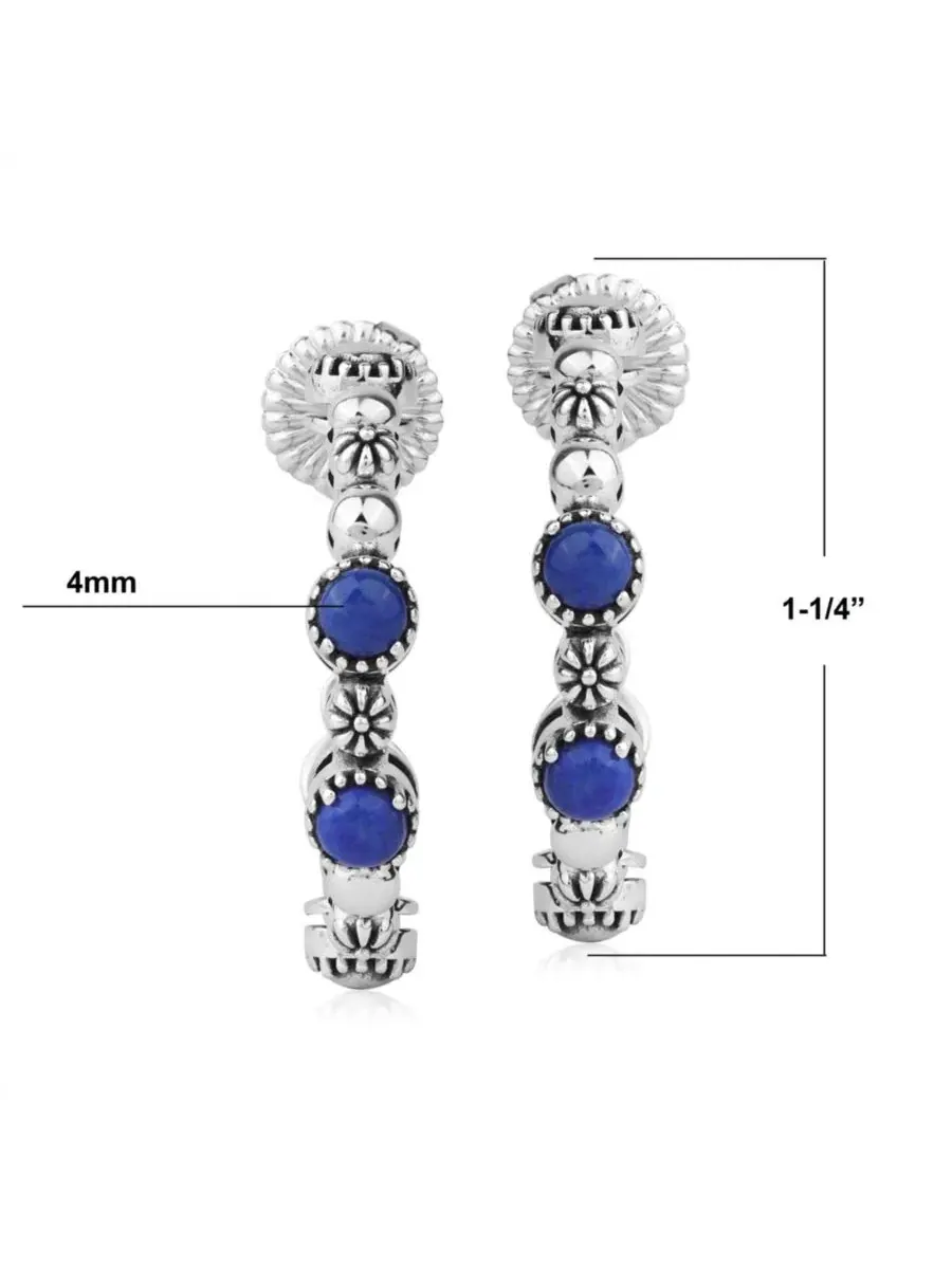 Серьги-гвоздики из стерлингового серебра с бирюзой, модель Concha Hoop American West Jewelry — изображение 4 из 6
