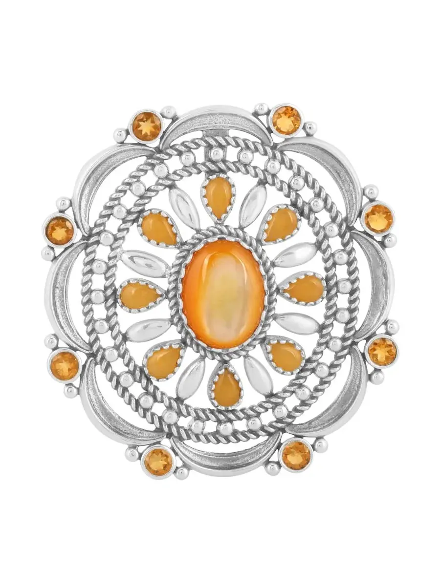 Подвеска-кулон с желтым перламутром, цитрином и яшмой American West Jewelry — изображение 1 из 3, оттенок золотистый