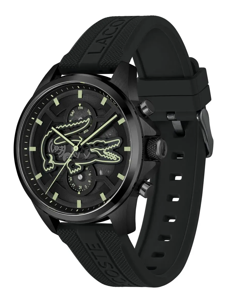 Мужские часы Arthor Skeleton с черным силиконовым ремешком, 43 мм Lacoste — изображение 2 из 5, оттенок черный