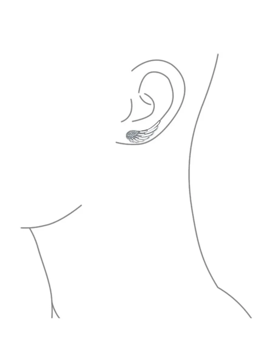 Серьги-гвоздики с кристаллами и родиевым покрытием Spiritual Guardian Angel Wing Bling Jewelry — изображение 3 из 4