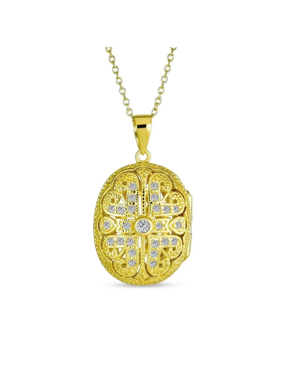 Кулон-медальон Oval Locket Necklace Bling Jewelry — изображение 1 из 5, оттенок золотистый