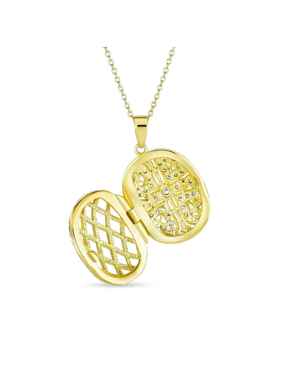 Кулон-медальон Oval Locket Necklace Bling Jewelry — изображение 2 из 5, оттенок золотистый