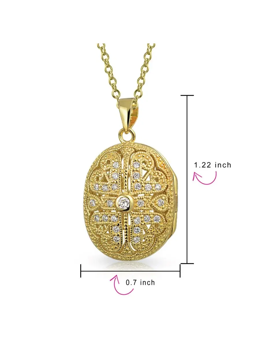 Кулон-медальон Oval Locket Necklace Bling Jewelry — изображение 5 из 5, оттенок золотистый