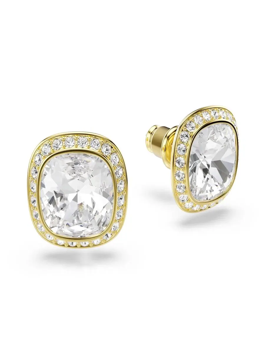 Серьги с белыми кристаллами, покрытые золотом Swarovski — изображение 3 из 5, оттенок белый