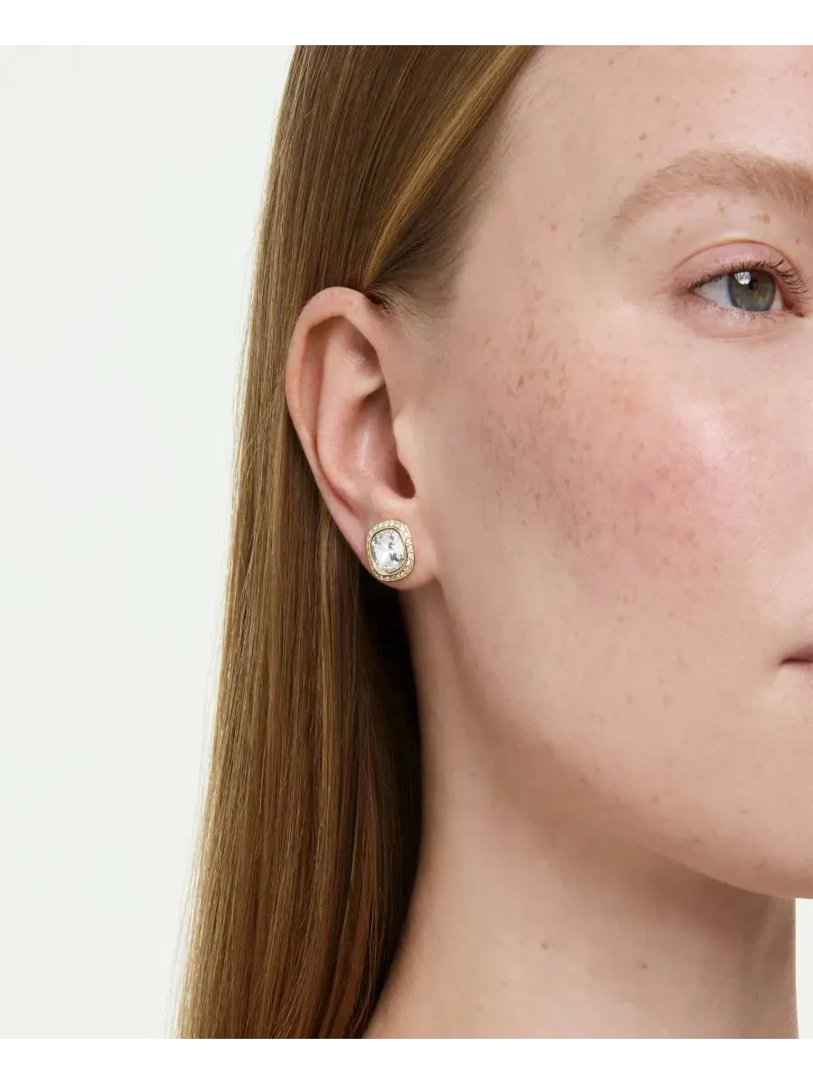 Серьги с белыми кристаллами, покрытые золотом Swarovski — изображение 5 из 5, оттенок белый