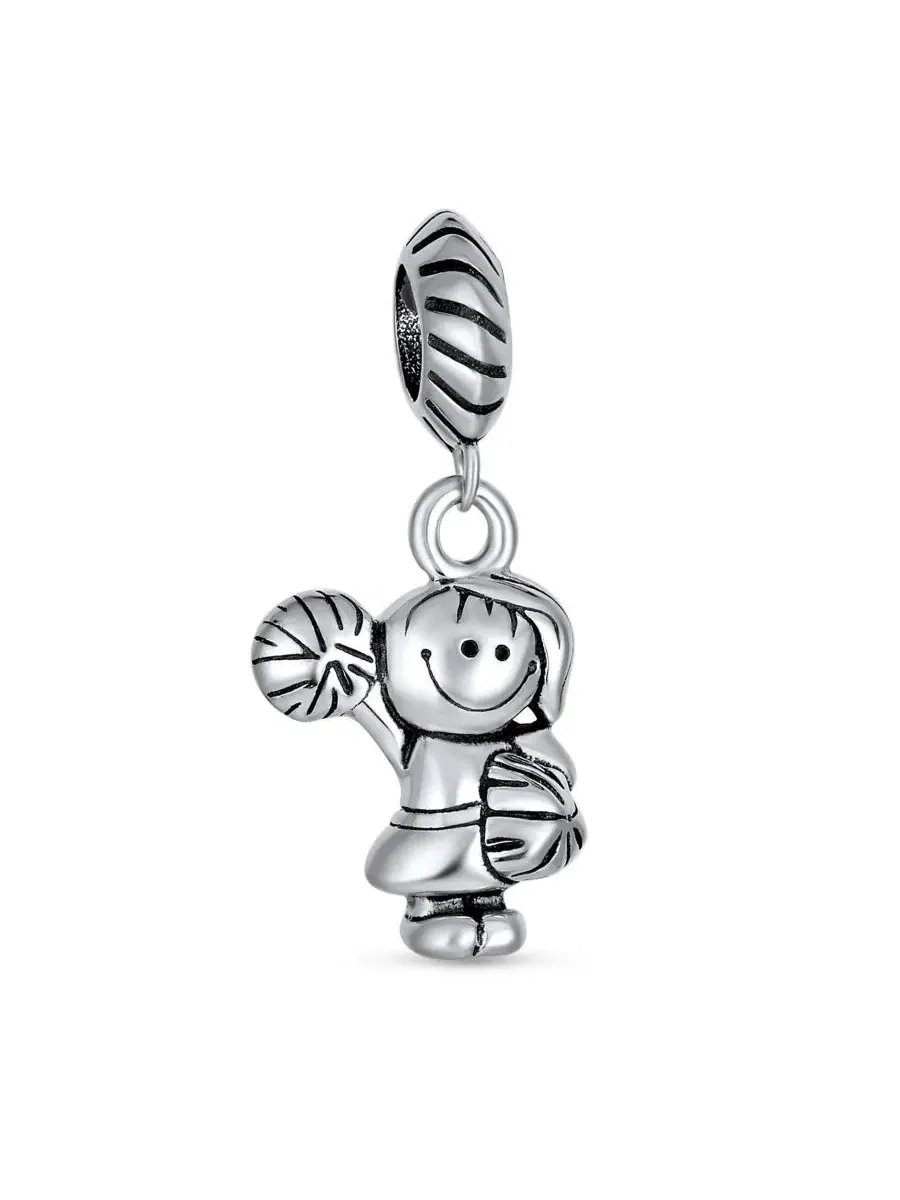 Подвеска-бусина для браслета с чирлидершей Cheerleader Soccer Player Bling Jewelry — изображение 1 из 4, оттенок серебряный