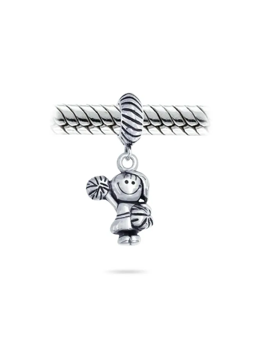 Подвеска-бусина для браслета с чирлидершей Cheerleader Soccer Player Bling Jewelry — изображение 3 из 4, оттенок серебряный