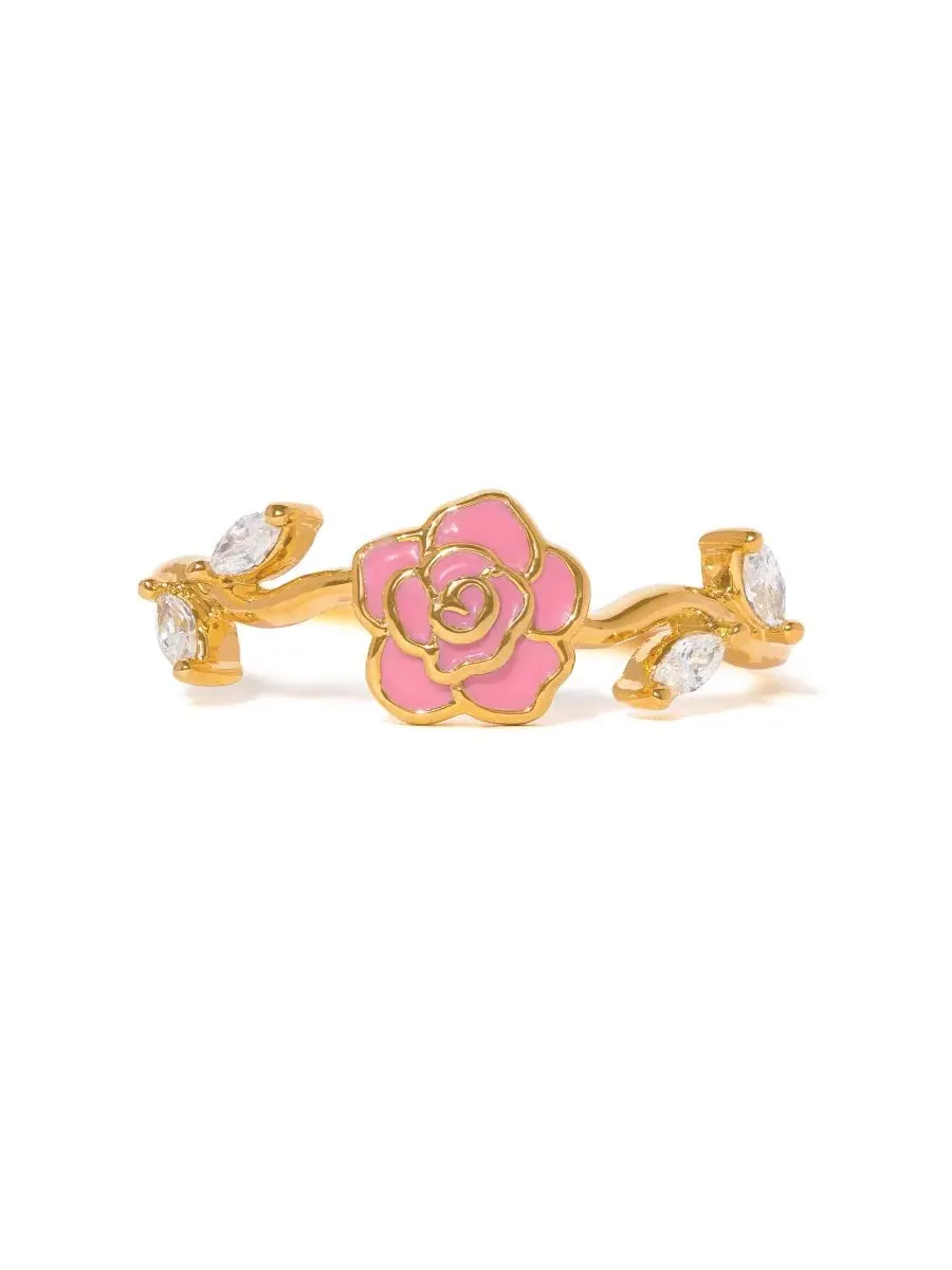 Кольцо с розой из кристаллов, модель Rosebud Ring Girls Crew — изображение 1 из 3, оттенок золото