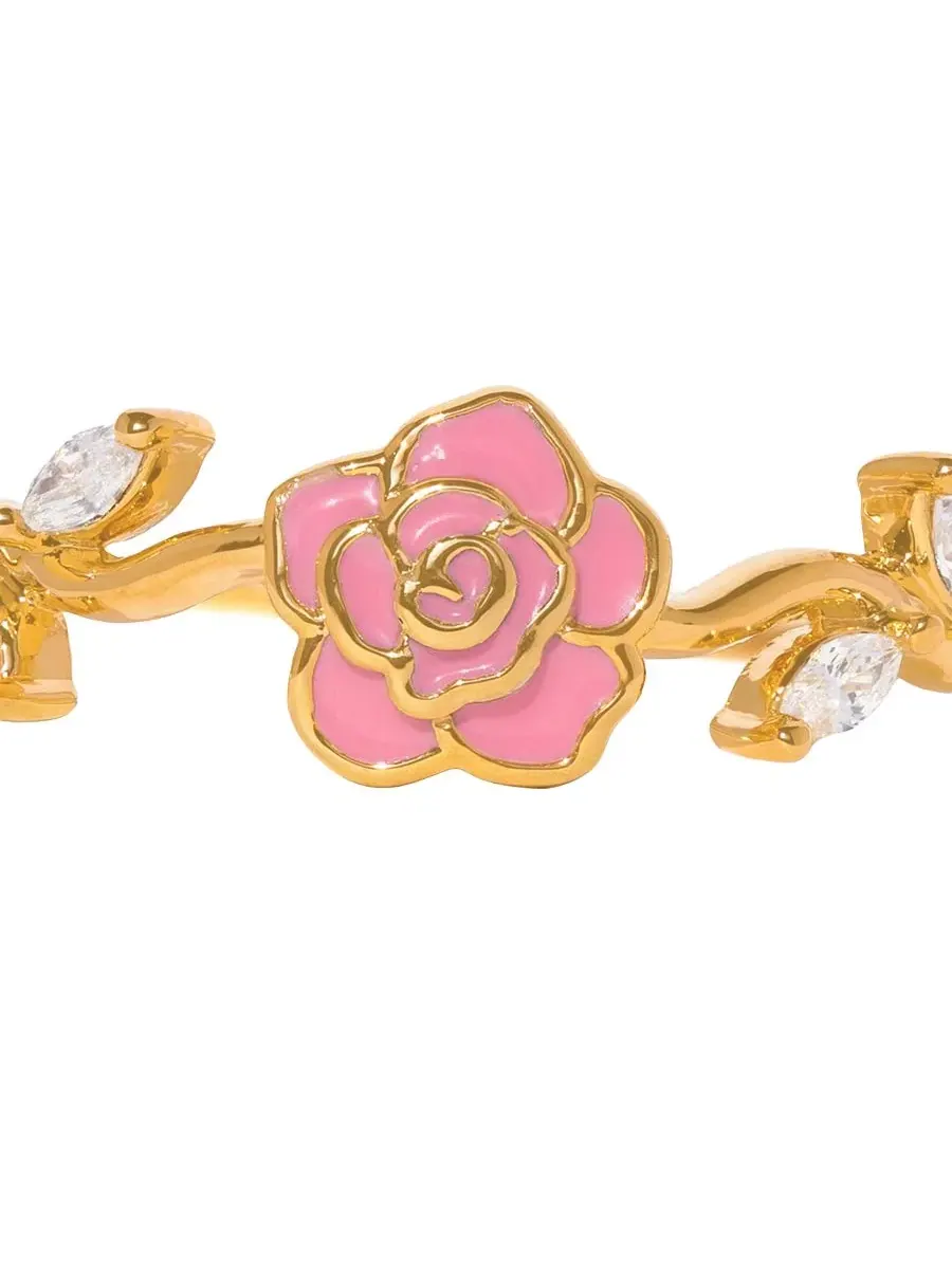 Кольцо с розой из кристаллов, модель Rosebud Ring Girls Crew — изображение 2 из 3, оттенок золото
