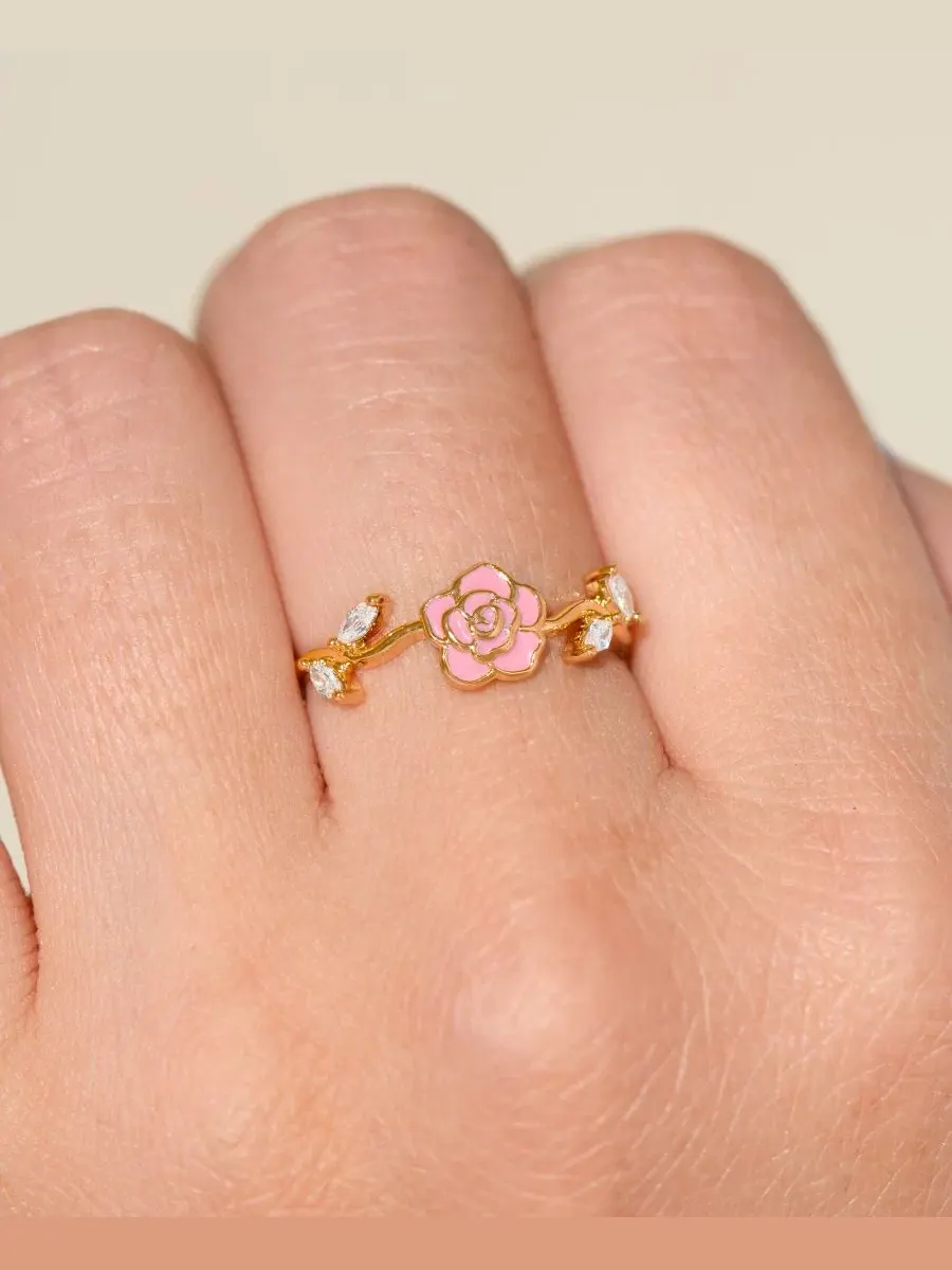 Кольцо с розой из кристаллов, модель Rosebud Ring Girls Crew — изображение 3 из 3, оттенок золото