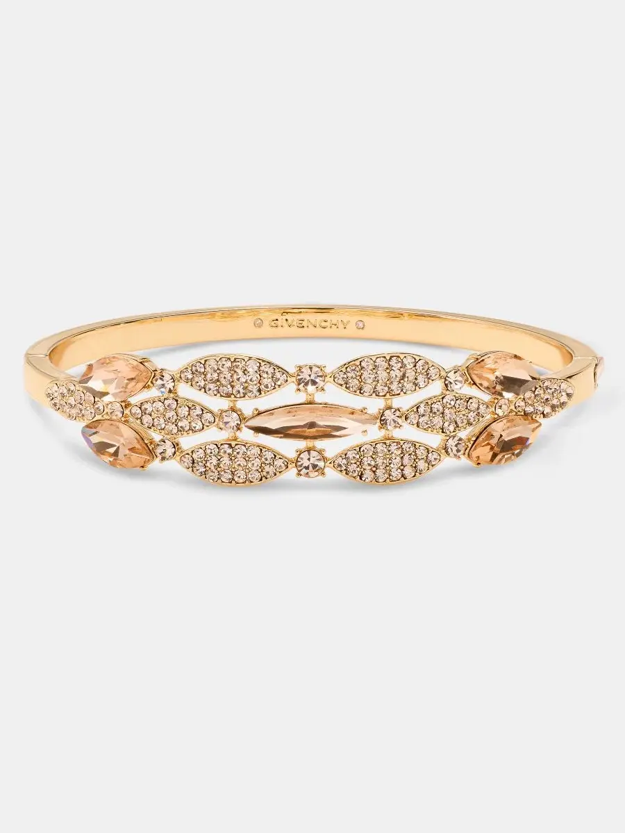 Браслет-манжета с тремя рядами кристаллов Crystal Triple-Row Bangle Givenchy — изображение 1 из 3, оттенок темный розовый