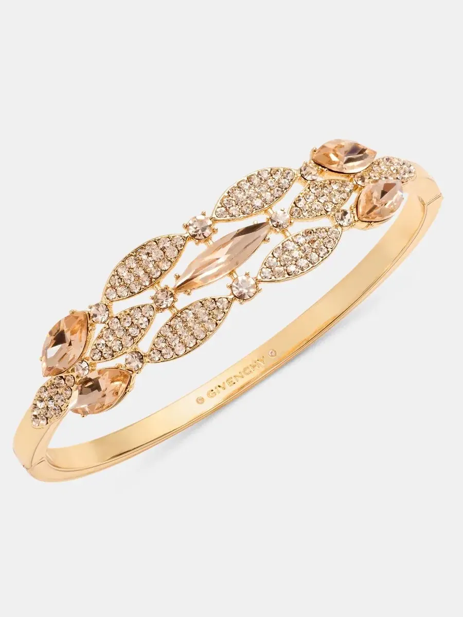 Браслет-манжета с тремя рядами кристаллов Crystal Triple-Row Bangle Givenchy — изображение 2 из 3, оттенок темный розовый