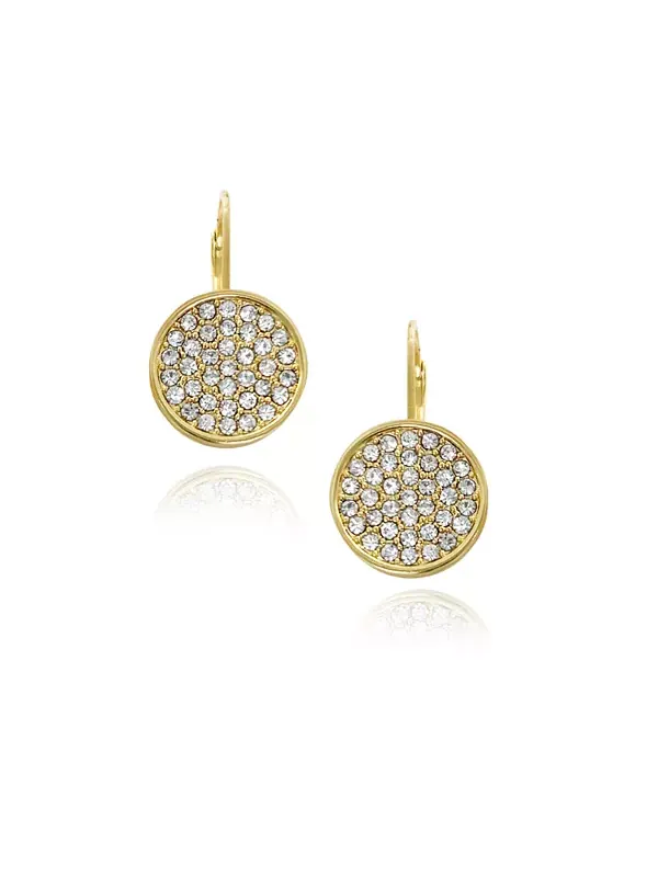 Серьги-Монетки с подвеской из золотистого стекла и камня Vince Camuto