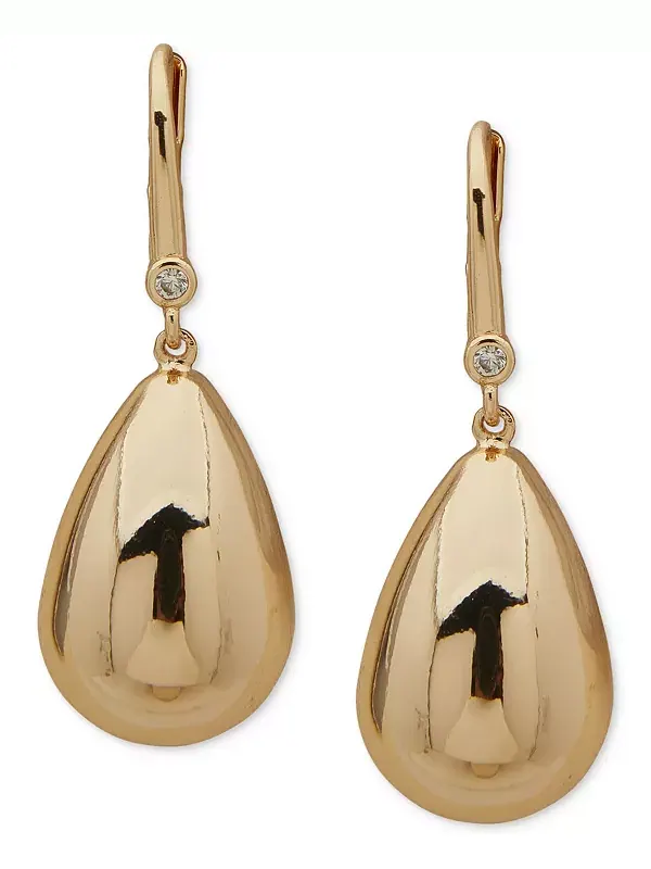 Серьги-Капли с паве золотистого оттенка и объемными каплями Dkny — изображение 1 из 2, оттенок золото