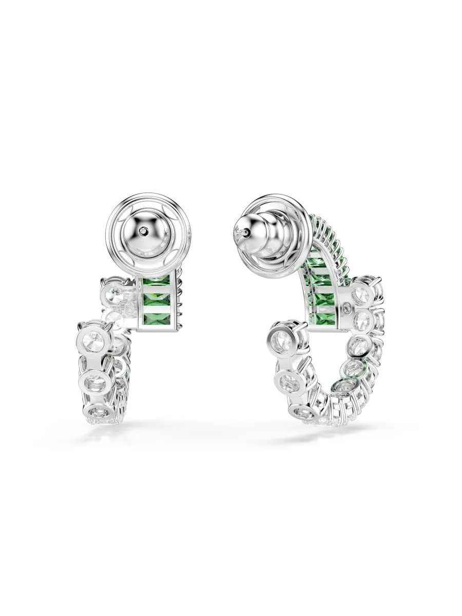 Серьги-кольца Matrix с родиевым покрытием Swarovski — изображение 4 из 5, оттенок зеленый