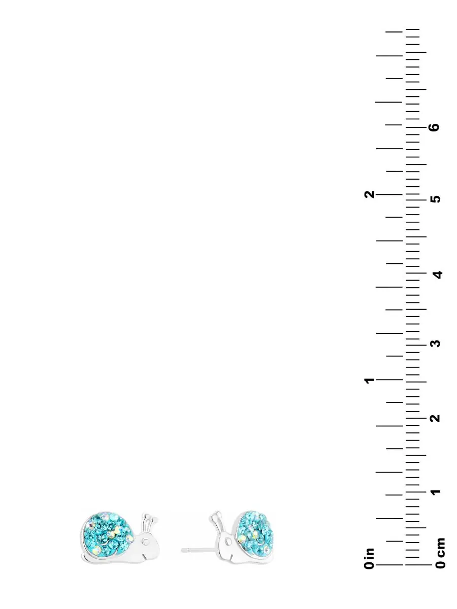 Серьги-гвоздики в виде улитки с голубыми кристаллами, инкрустированные паве, из стерлингового — изображение 3 из 3