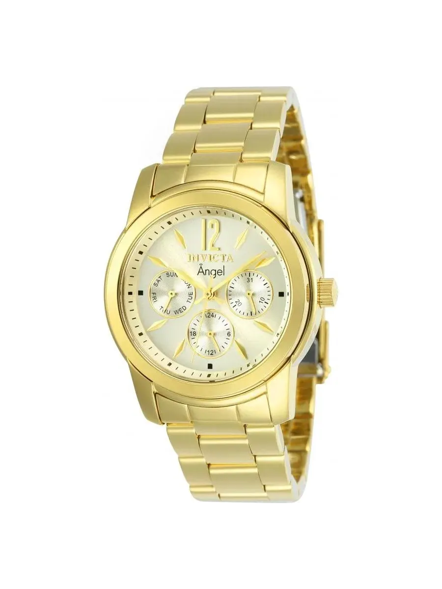 Женские часы Angel с хронографом, 38 мм, золотые Invicta