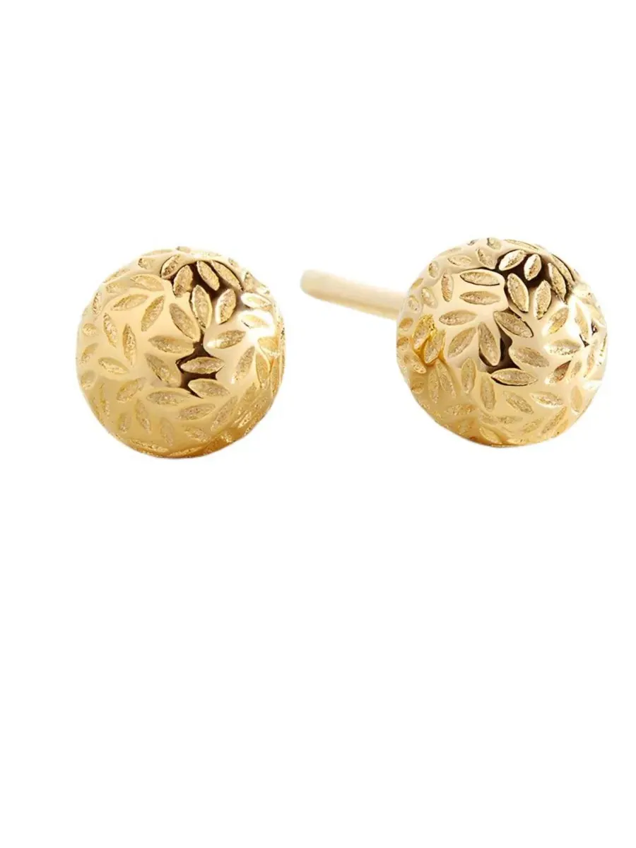 Серьги-гвоздики с текстурными золотыми шариками Mint & Lily — изображение 1 из 3, оттенок золотистый серебристый
