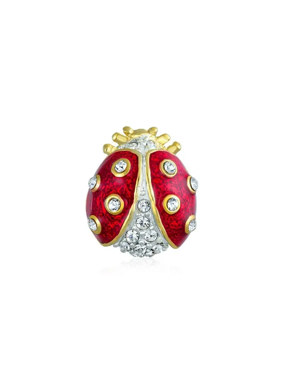 Брошь-булавка Lucky Ladybug с эмалью и кристаллами Bling Jewelry