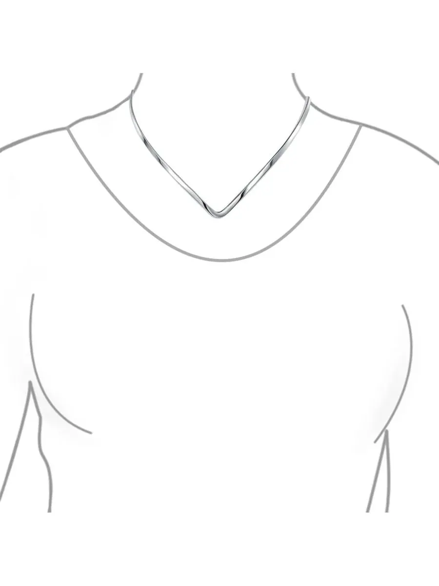 Простое колье-чокер Simple Charm Slider V Shape Choker Collar Statement Necklace из серебра 925 — изображение 2 из 3