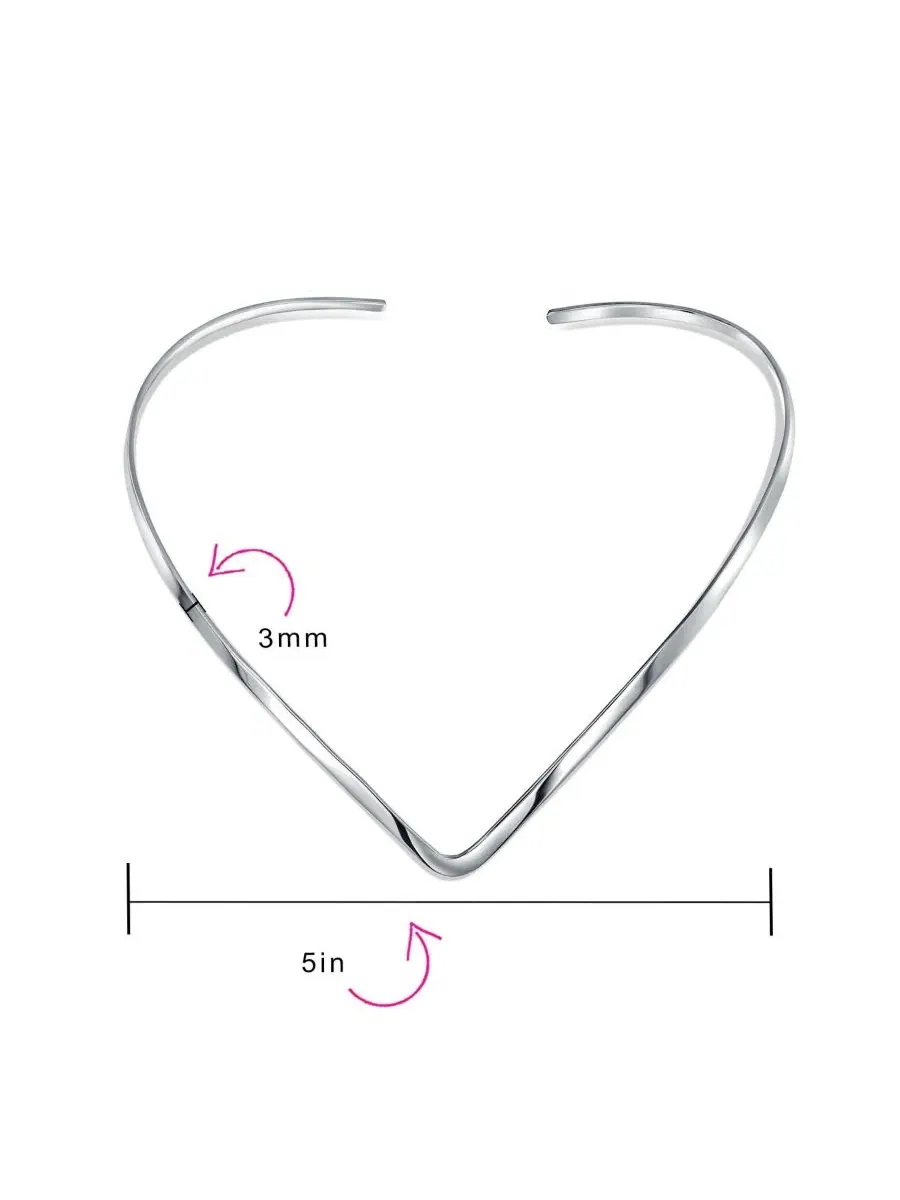Простое колье-чокер Simple Charm Slider V Shape Choker Collar Statement Necklace из серебра 925 — изображение 3 из 3