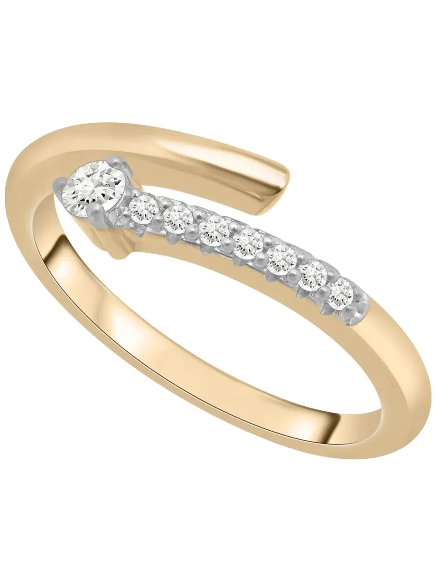Кольцо открытое с бриллиантом 1/6 ct. t.w. Wrapped — изображение 1 из 6, оттенок желтый золотистый