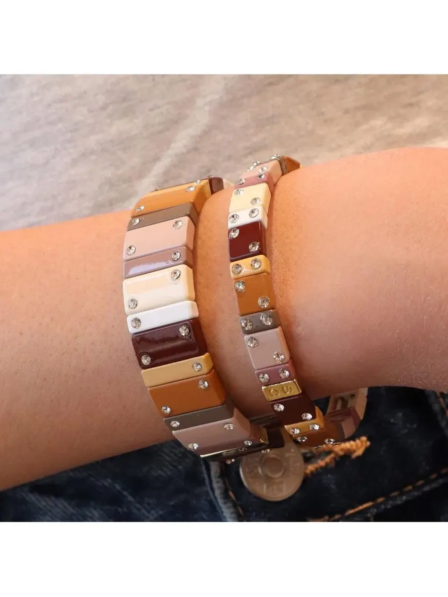 Браслет-эластичный Mocha Domino Stretch Bracelet The Lovery — изображение 3 из 3, оттенок коричневый