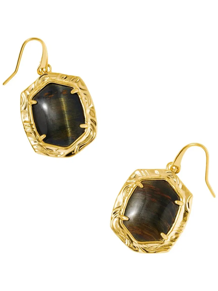 Серьги-подвески Daphne с тигровым глазом Kendra Scott — изображение 1 из 7, оттенок золотистый