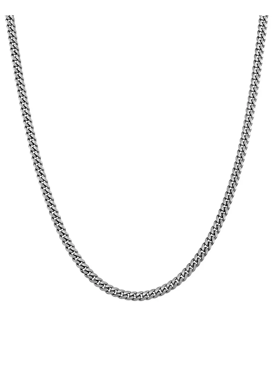 Кулон-цепь Solid Cuban Chain Necklace Italian Silver — изображение 1 из 3, оттенок серебристый