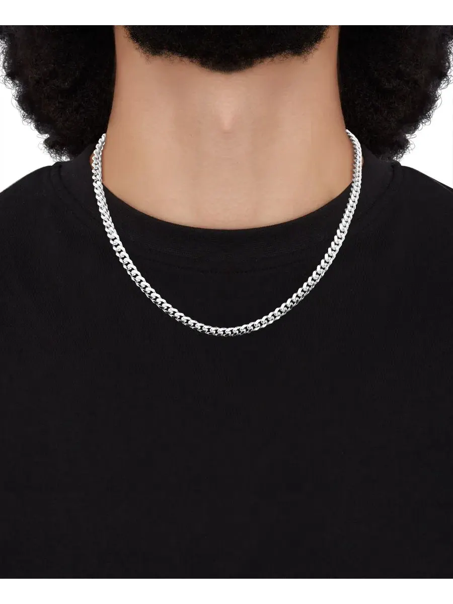 Кулон-цепь Solid Cuban Chain Necklace Italian Silver — изображение 3 из 3, оттенок серебристый