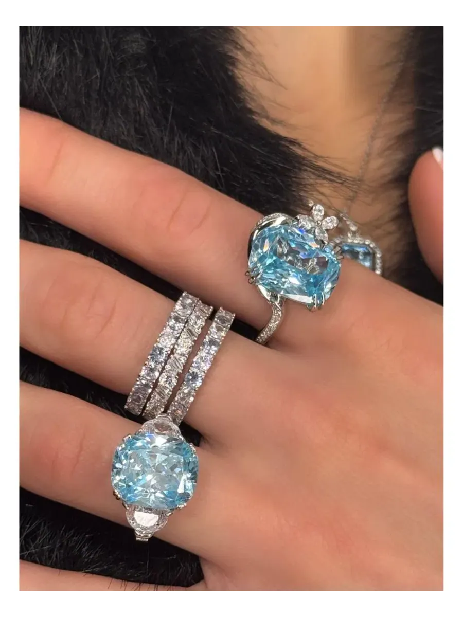 Кольцо Gala Collection с удлиненным ободком, огранкой «фейерверк», кубическим цирконием и подвеской — изображение 3 из 4