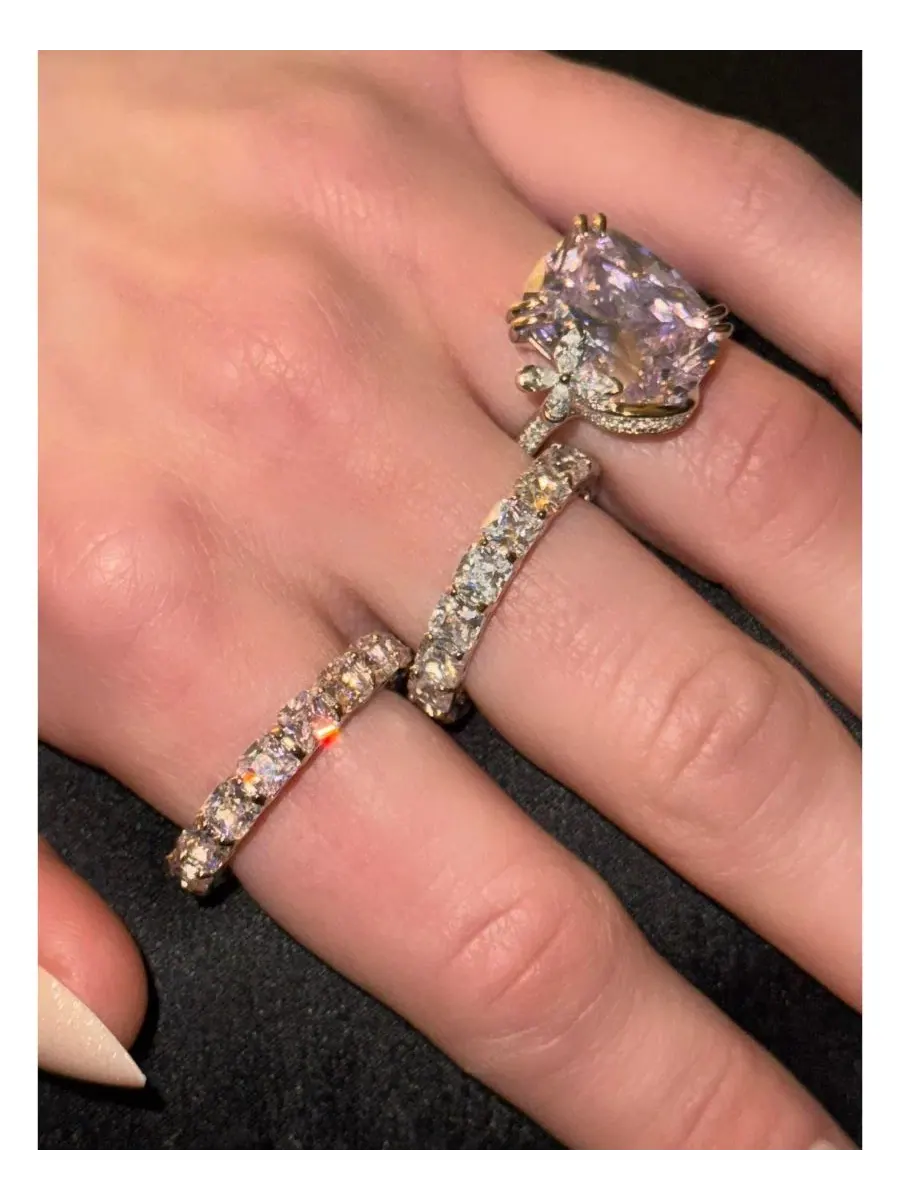 Кольцо Gala Collection с удлиненным ободком, огранкой «фейерверк», кубическим цирконием и подвеской — изображение 4 из 10
