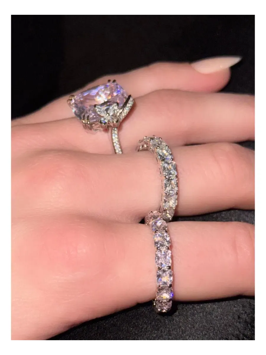 Кольцо Gala Collection с удлиненным ободком, огранкой «фейерверк», кубическим цирконием и подвеской — изображение 5 из 10