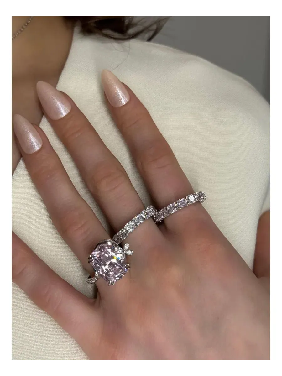 Кольцо Gala Collection с удлиненным ободком, огранкой «фейерверк», кубическим цирконием и подвеской — изображение 6 из 10