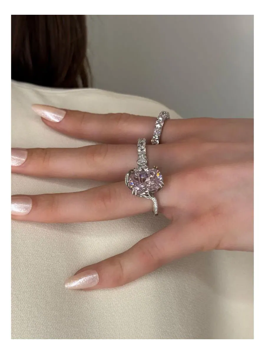 Кольцо Gala Collection с удлиненным ободком, огранкой «фейерверк», кубическим цирконием и подвеской — изображение 9 из 10