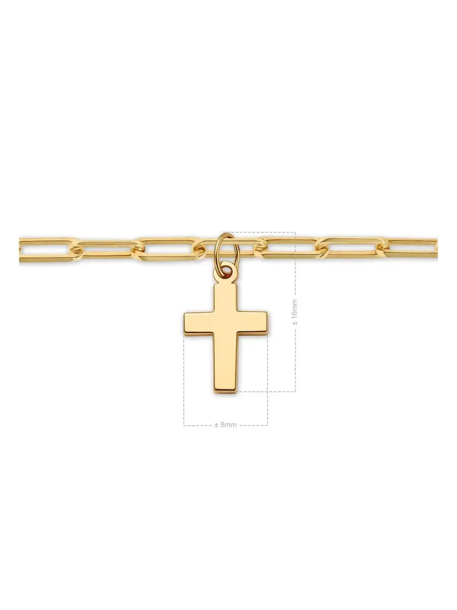 Браслет-цепочка с подвеской-крестом Cross Charm Paperclip Chain Bracelet DEVATA — изображение 4 из 4, оттенок золото