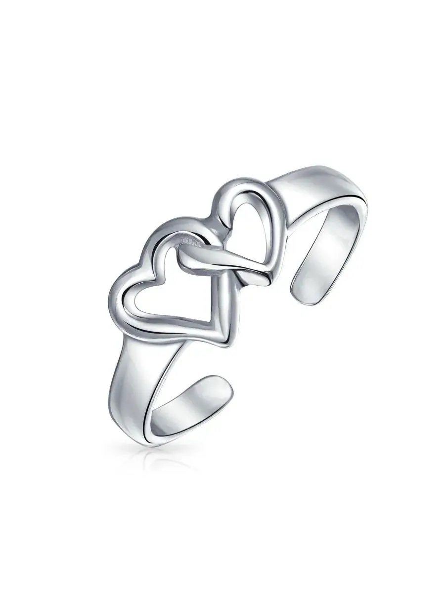 Кольцо на палец ноги с сердцем и цветком, 2 шт Bling Jewelry — изображение 4 из 5, оттенок серебристый