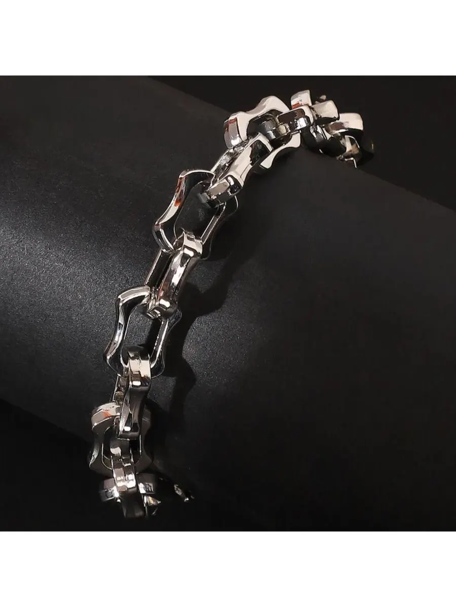 Женский браслет-цепочка The Bracket-Link Chain Bracelet SOHI — изображение 2 из 7, оттенок серебряный