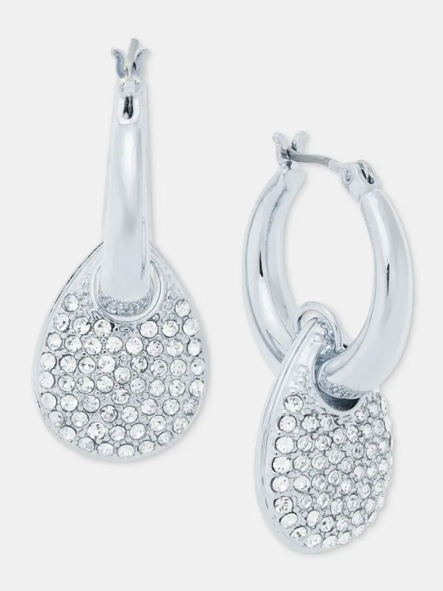 Серьги-кольца с подвеской-шармом Pavé Puffy Charm DKNY