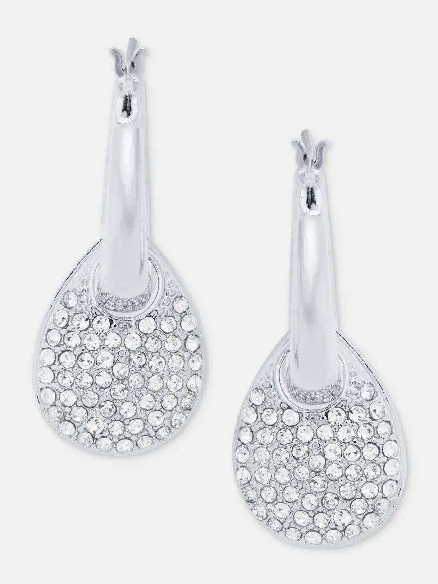Серьги-кольца с подвеской-шармом Pavé Puffy Charm DKNY — изображение 2 из 4, оттенок прозрачный