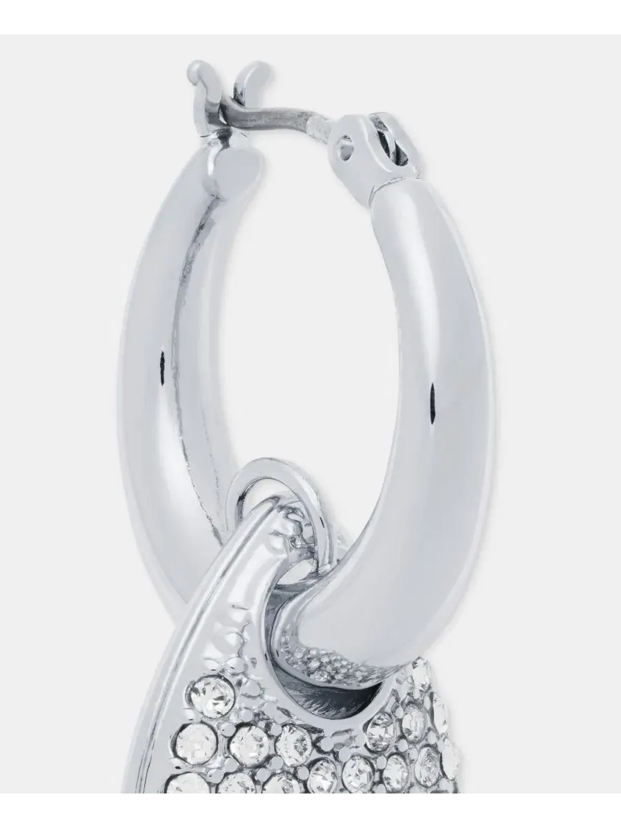 Серьги-кольца с подвеской-шармом Pavé Puffy Charm DKNY — изображение 4 из 4, оттенок прозрачный