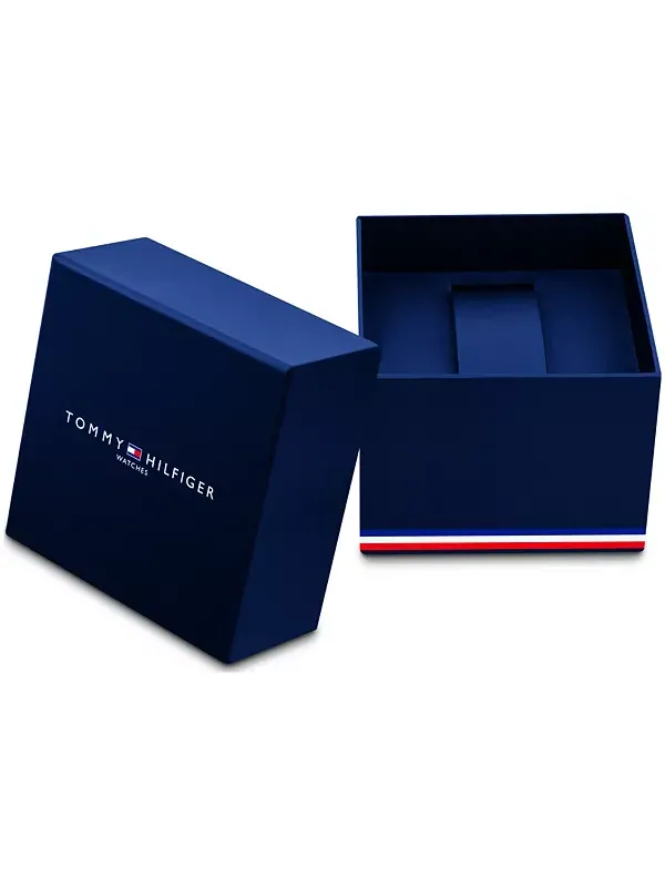 Мужские многофункциональные часы с черным кожаным ремешком, 42 мм Tommy Hilfiger — изображение 4 из 4, оттенок черный