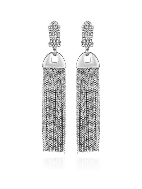 Серьги-Клипсы с кисточками серебристого тона Vince Camuto
