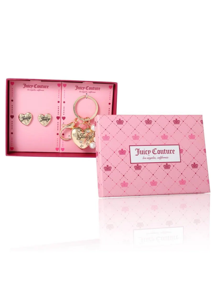 Брелок и серьги в форме сердца с кристальными вставками Juicy Couture Gold tone — изображение 4 из 6, оттенок золотистый