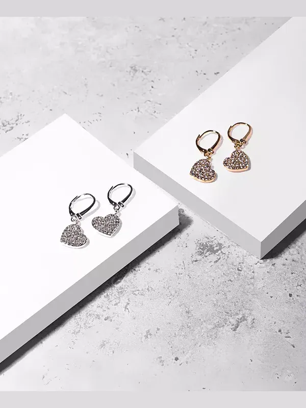 Серьги-Подвески с кристаллами в форме сердца Dkny — изображение 4 из 4, оттенок золото