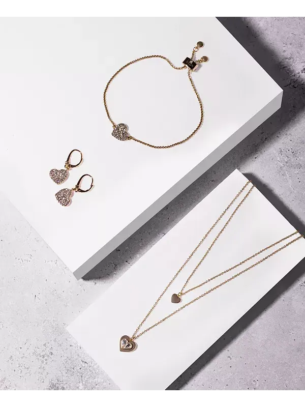 Серьги-Подвески с кристаллами в форме сердца Dkny — изображение 4 из 4, оттенок серебряный