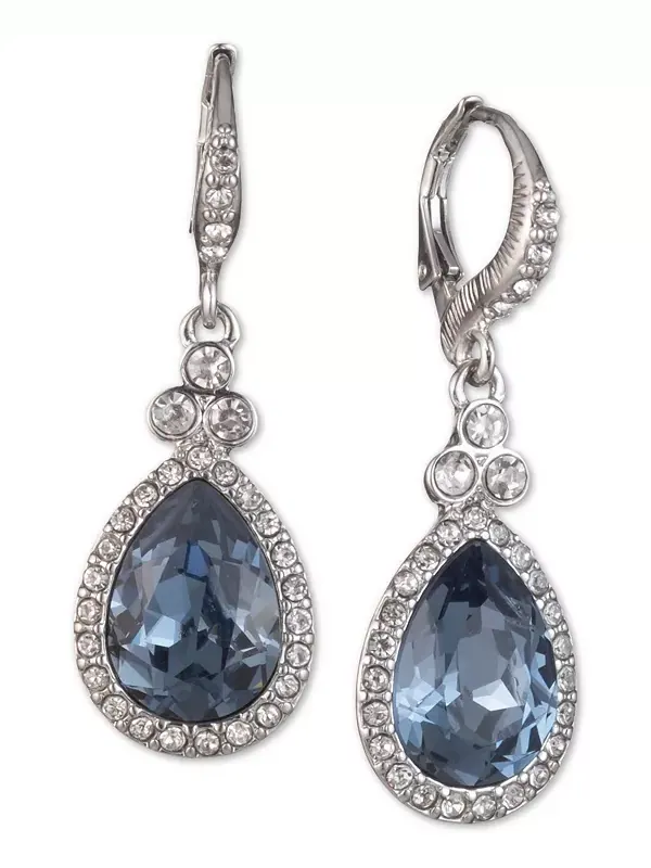 Серьги-Подвески с паве и цветными камнями Givenchy — изображение 1 из 2, оттенок темно-синий